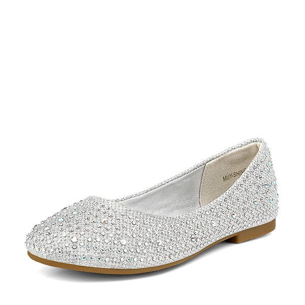 Girl's Slip-On Party Ballerina Flats - SILVER GLITTER -  0